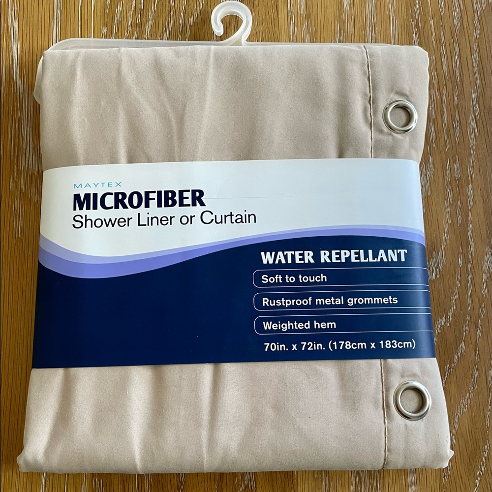 NEW, MAYTEX MICROFIBER WATER REPELLENT SHOWER LINER / SHOWER CURTAIN